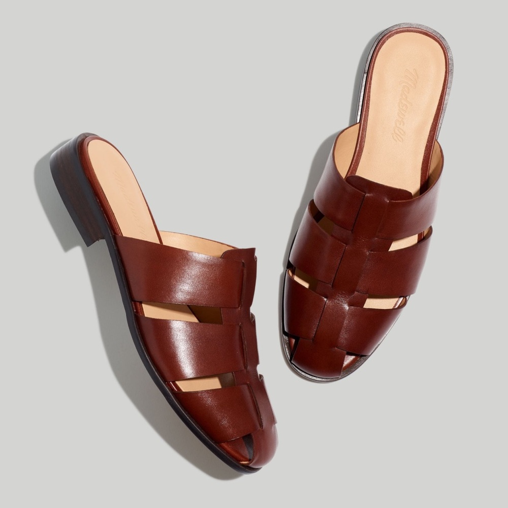 Madewell Dixon Fisherman Mule Brown Leather Slide Sandals